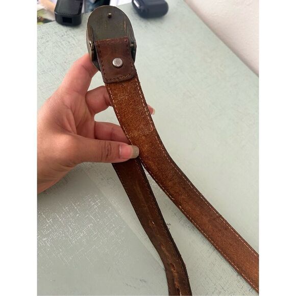 Levi’s Strauss cowboy vintage brass buckle leather belt size 42 - Picture 2 of 5